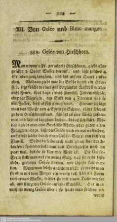 XII. Von Gelée und Blanc manger