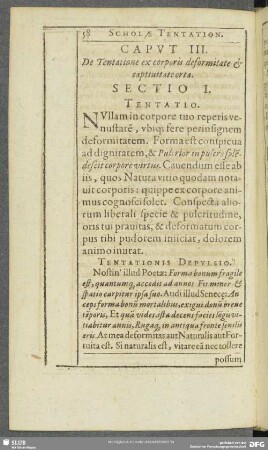 Caput III. De Tentatione ex corporis deformitate & captiuitate orta