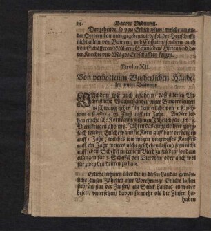 Titulus XII. Von verbottenen Wucherlichen Händelen unter Bawren.