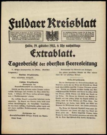 Ausgabe vom Dienstag, den 19. Oktober 1915.