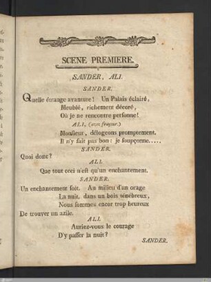 Acte Premier: Scene Premiere.