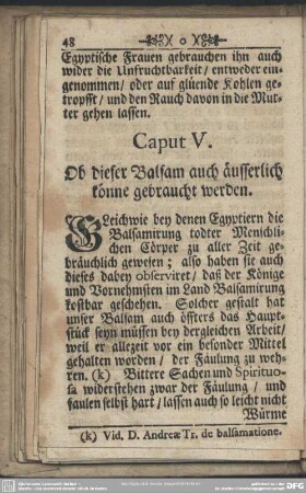 Caput V. Ob dieser Balsam auch äusserlich könne gebraucht werden