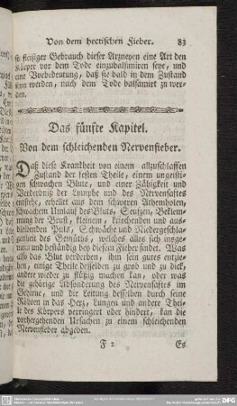 Das fünfte Kapitel. Von dem schleichenden Nervenfieber
