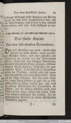 Das fünfte Kapitel. Von dem schleichenden Nervenfieber
