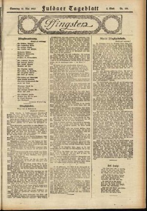 Zweite Ausgabe vom Samstag, den 14. Mai 1921.