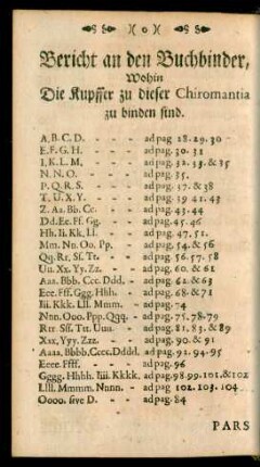 Bericht an den Buchbinder, wohin die Kupffer zu dieser Chiromantia zu binden sind