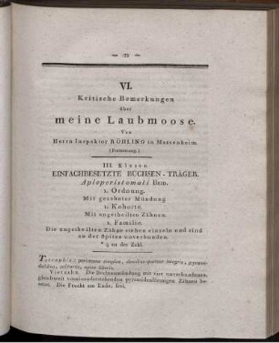 VI. Kritische Bemerkungen über meine Laubmoose.