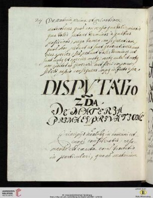 Disputatio 2da De materia prima et privatione