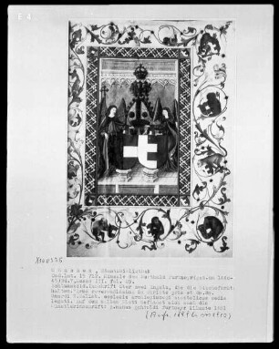 Fünfbändiges Missale von Berthold Furtmeyr — Fünfter Band — Wappen des Erzbistums Salzburg und der Familie von Rohr mit Devise, Folio 89recto