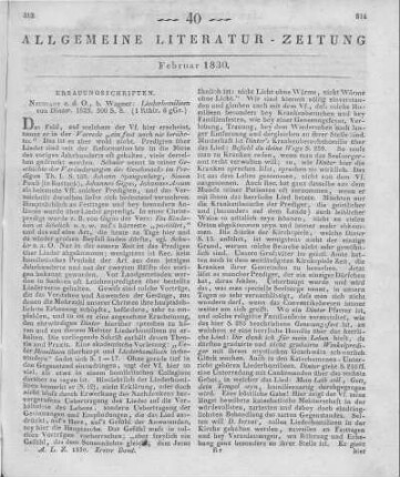 Dinter, G. F.: Liederhomilieen. Neustadt an der Orla: Wagner 1829