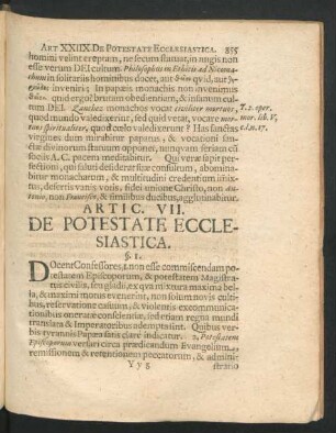 Artic. VII. De Potestate Ecclesiastica.