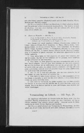 Versammlung zu Lübeck. - 1411 Sept. 29.