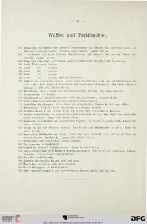 Waffen und Textilsachen (Nr. 661-689)
