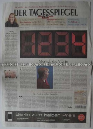 Tageszeitung "Der Tagesspiegel" mit Titel zur Regierungsbildung in Deutschland