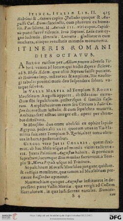 Itineris Romani. Dies octavus