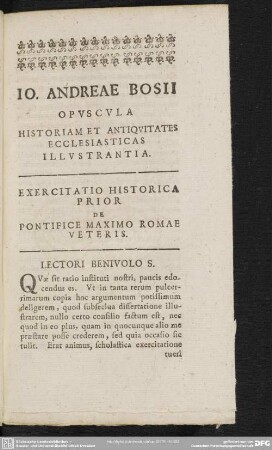 Opuscula Historiam Et Antiquitates Ecclesiasticas Illustrantia