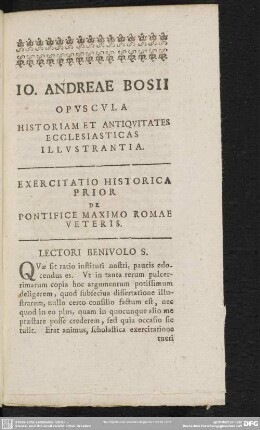 Opuscula Historiam Et Antiquitates Ecclesiasticas Illustrantia