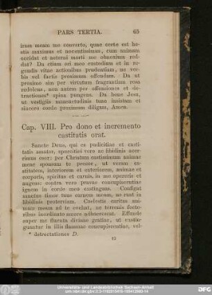 Cap. VIII. Pro dono et incremento castitatis orat.