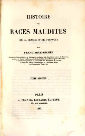 Races maudites de la France et de l'Espagne. 2