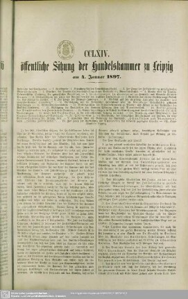 CCLXIV. öffentliche Sitzung der Handelskammer zu Leipzig am 4. Januar 1897