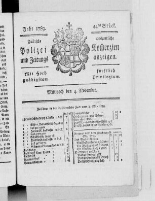 44tes Stück., Ausgabe vom 4. November 1789