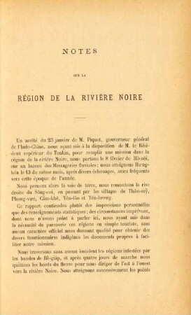 Notes sur la région de la rivière noire