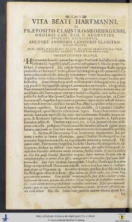 XXVI. Vita Beati Hartmanni … - XXX. Narratio Historica de Electione Lotharii Saxoniae Ducis In Imperatorem Romanorum …