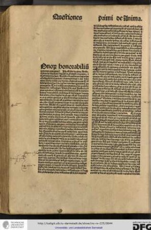 Iste est liber de anima Arestoteles, qui prima sui divisione dividitur in prohemium et tractatum...
