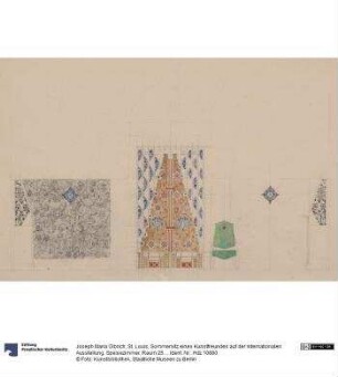 St. Louis, Sommersitz eines Kunstfreundes auf der internationalen Ausstellung, Speisezimmer, Raum 25, Aufriss der Nordwestwand