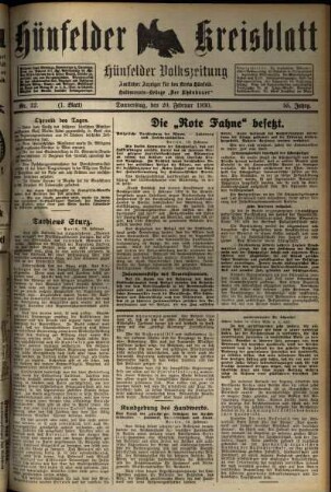 Erste Ausgabe vom Donnerstag, den 20. Februar 1930.