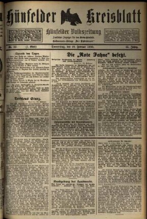 Erste Ausgabe vom Donnerstag, den 20. Februar 1930.