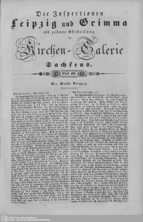 Die Stadt Leipzig, St. Thecla (Beschluß), Parochie Gröbern, Wachau, Parochie Burkartshain, Taucha, Portitz : 11. Lieferung