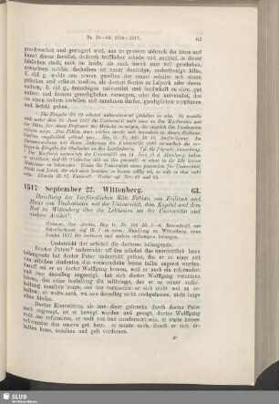 63. 1517, September 22. Wittenberg