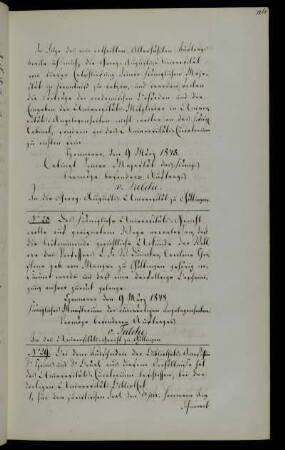 Nach Ausscheiden der Bibliotheksakzessisten Heins und Brüel: Ernennung der Privatdozenten Schwanert und Wiese zu Bibliotheksakzessisten, Verlängerung der Stellung des Bibliotheksakzessisten Müller.