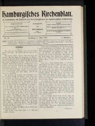 Nr. 23. Hamburg, 6. Juni 1909. 6. Jahrgang.
