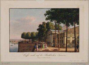 Das Café Reale auf der Brühlschen Terrasse in Dresden von Westen, links die Elbe
