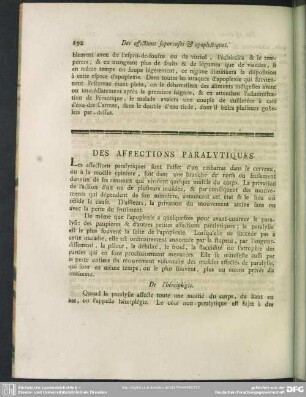 Des Affections Paralytiques