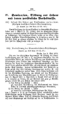 Verbesserung der Elementarlehrer-Besoldungen : [IV. Seminarien, Bildung der Lehrer und deren persönliche Verhältnisse]
