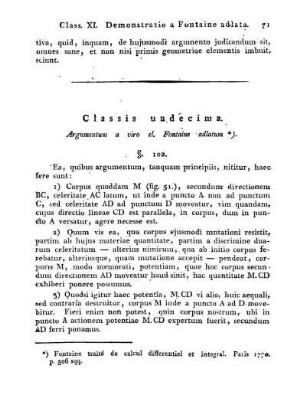 Classis undecima. Argumentum a viro cl. Fontaine adlatum.