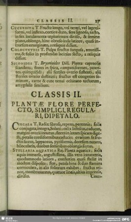 Classis II. Plantae Flore Perfecto, Simplici, Regulari, Dipetalo