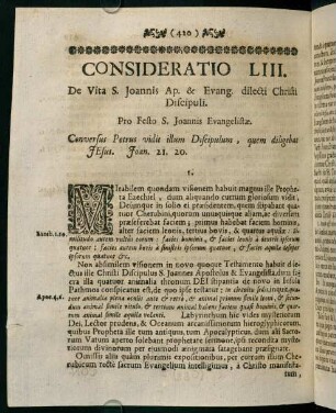420-429, CONSIDERATIO LIII. De Vita S. Johannis Ap. & Evang. dilecti Christi Discipuli.