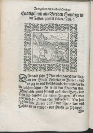 Euangelium am Vierden Sontage in der Fasten/ genant Letare/ Joh. 6.