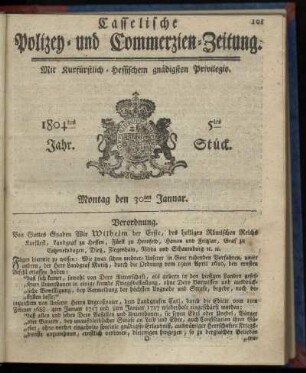 5tes Stueck, Montag den 30ten Januar 1804