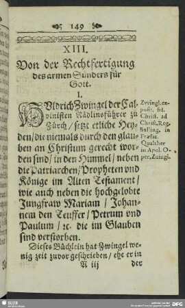 XIII. Von der Rechtfertigung des armen Sünders für Gott