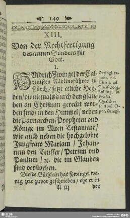 XIII. Von der Rechtfertigung des armen Sünders für Gott