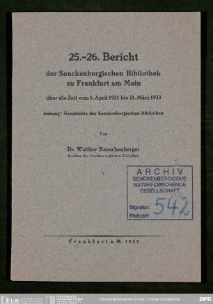 Informationen über die Senckenbergische Bibliothek