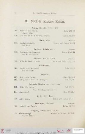 B. Gemälde moderner Meister (Nr. 109 - 162)