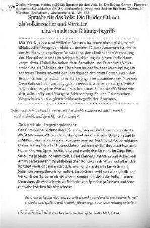 Sprache für das Volk. Die Brüder Grimm als Volkserzieher und Vorreiter eines modernen Bildungsbegriffs