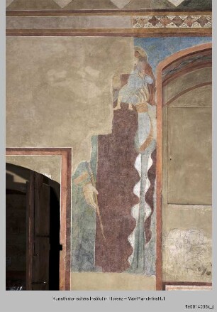 Wandmalerei der Sala Dante : Westwand: Heiliger Christophorus, Landschaft