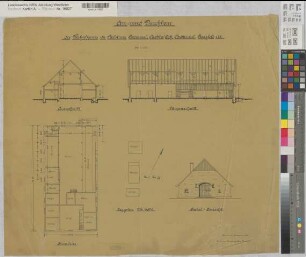 Raesfeld (Raesfeld) Pachtung Brömmel An- und Durchbau des Wohnhauses Schnitte, Grundriß, Ansicht, Lageplan 1908 1 : 100/500 63 x 69 Zeichnung Landsberg-Velensches Bauamt Landsberg-Velen